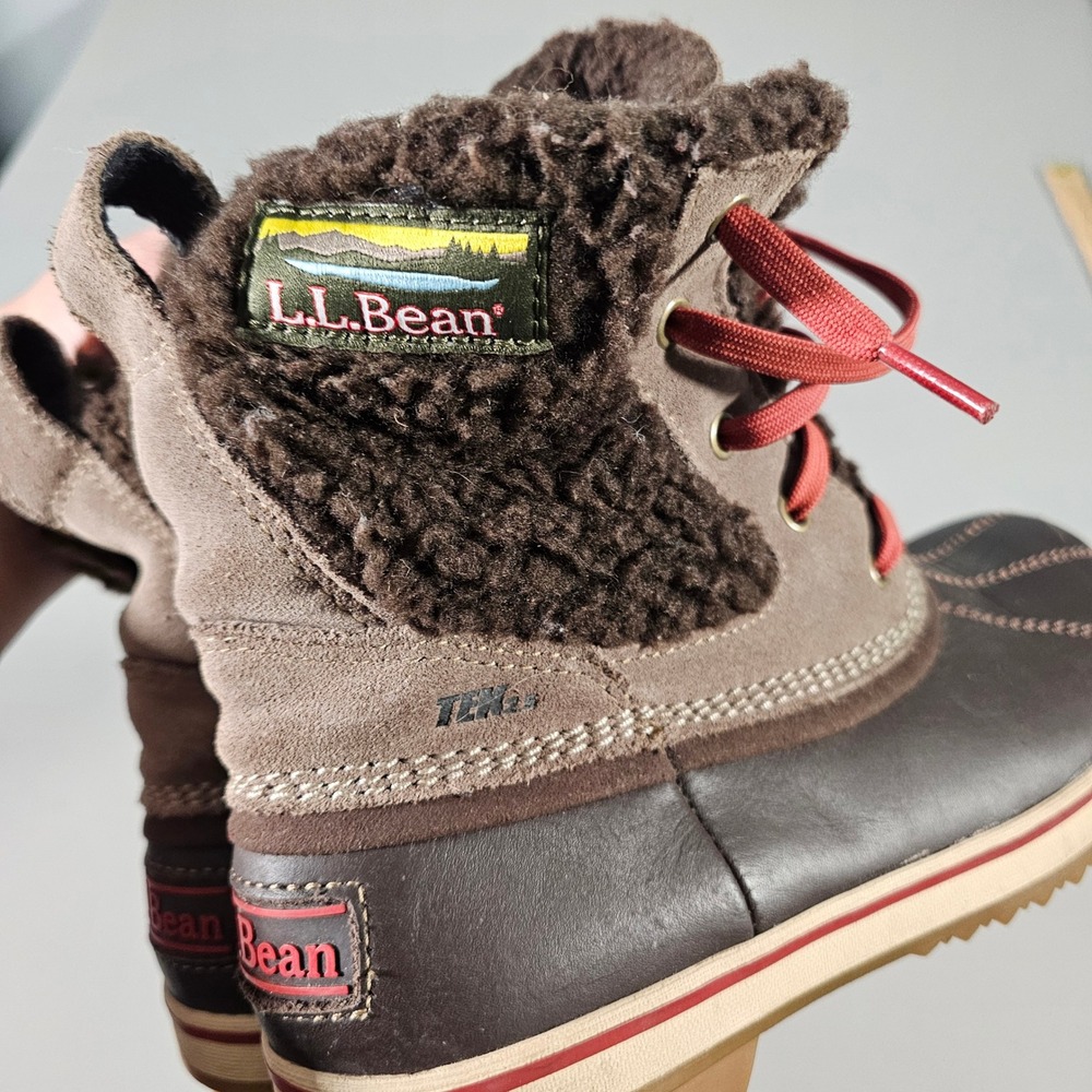 LL Bean Winter Boots Womens 8 Brown Primaloft Insulated TEK2.5 Duck Boots - Picture 7 of 7